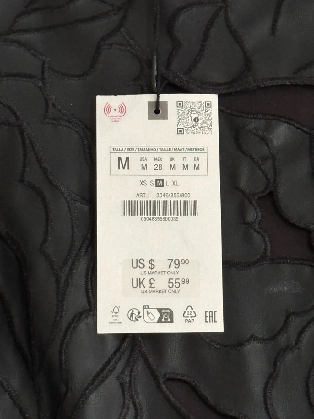 Zara Black Cut-Out Floral Faux-Leather Sleeveless Shift Dress - Picture 3 of 8
